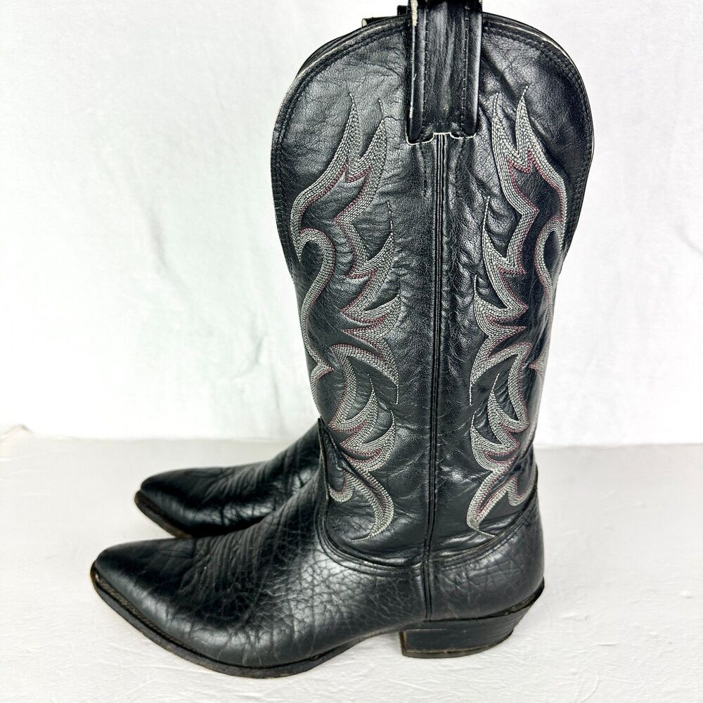 Nocona Men's Vintage Bullhide Leather Western Cowboy Boots Size 9 Black 6501